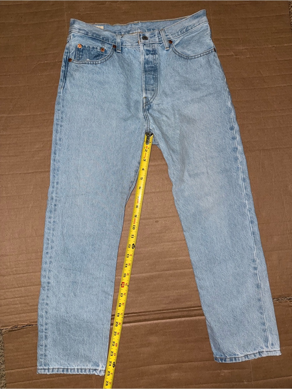 Levi’s 501 Original Light Wash Straight Leg Jeans 29x26 100% Cotton Button Fly - Picture 10 of 12